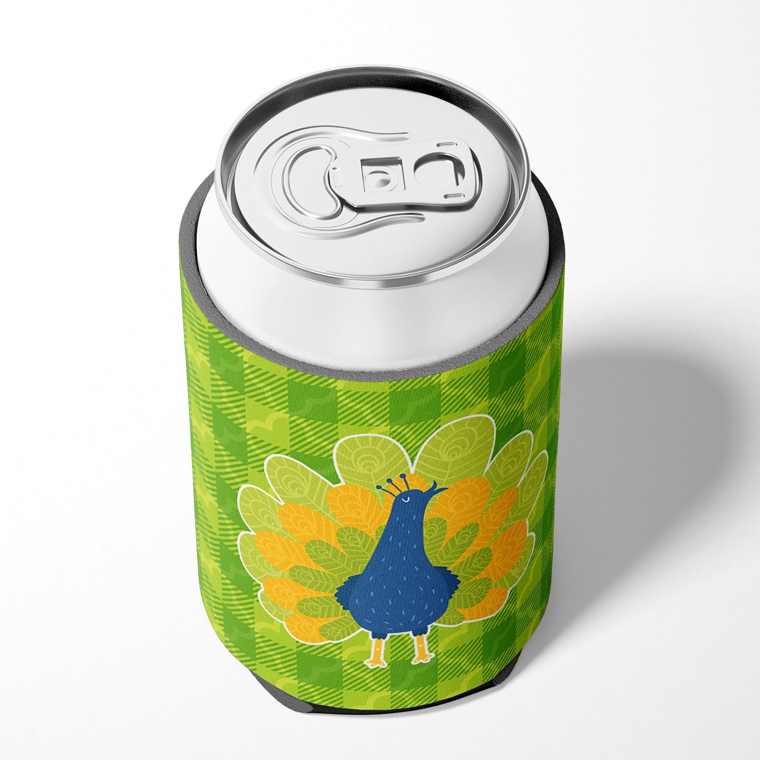 Pretty Peacock Can or Bottle Hugger Cooler Sleeve for Standard 12 oz Cans, Insulated Foam Beer & Soda Can Hugger Reusable
