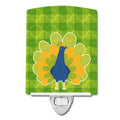 Pretty Peacock Ceramic Night Light Compact, UL-Certified, Ideal for Bedroom, Bathroom, Nursery, Hallway, Kitchen, 6x4x3, Multicolor