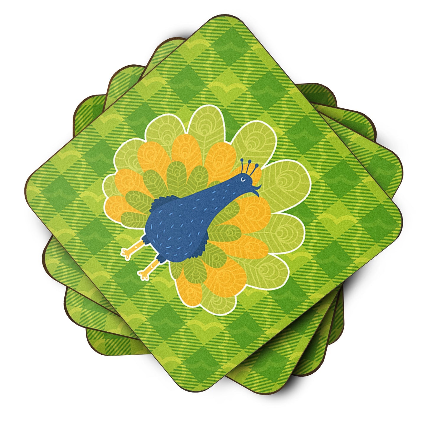 Pretty Peacock Foam Coasters Set of 4 Cup Coasters for Indoor Outdoor, Tabletop Protection, Anti Slip, Mouse pad Material