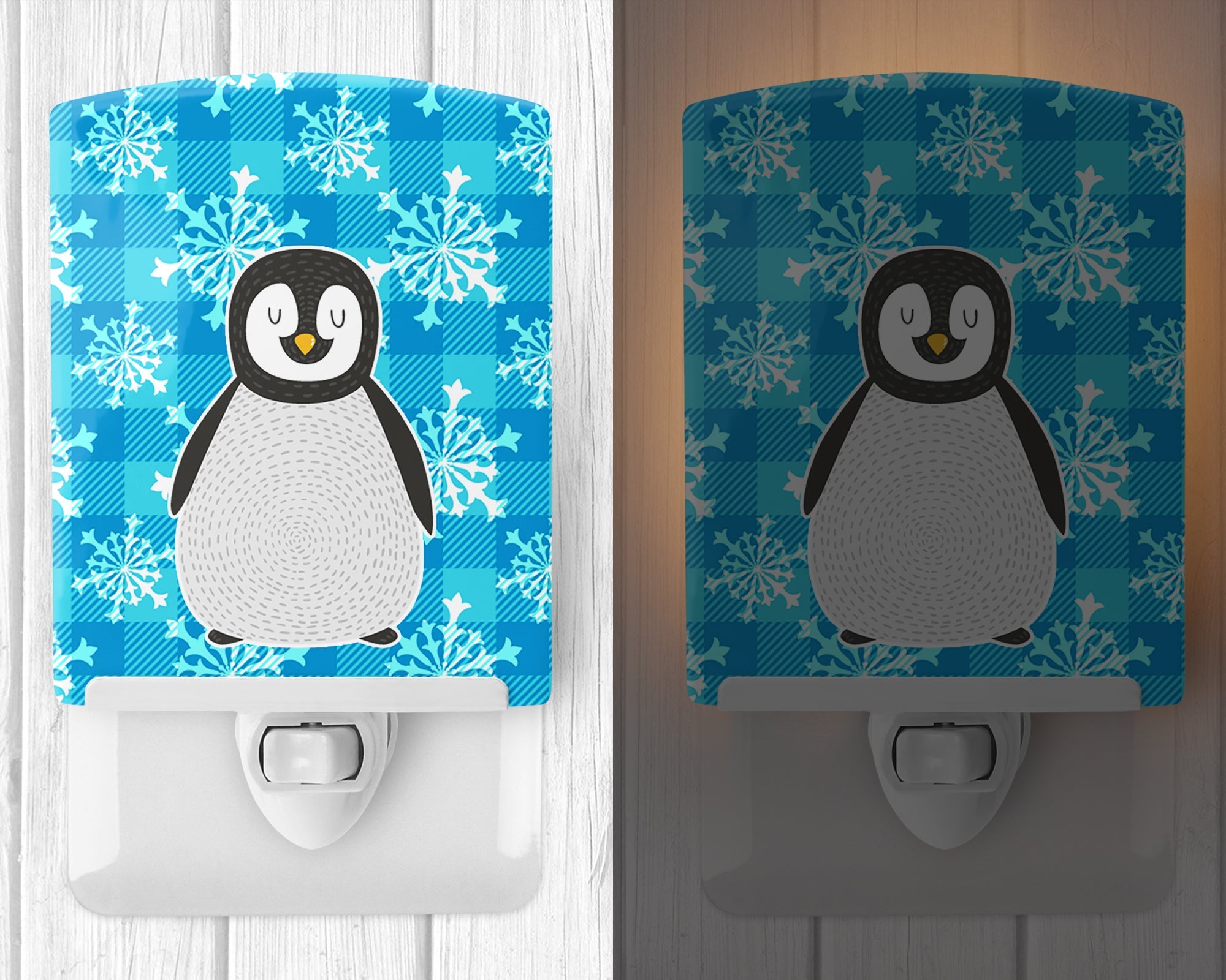 Penguin Ceramic Night Light Compact, UL-Certified, Ideal for Bedroom, Bathroom, Nursery, Hallway, Kitchen, 6x4x3, Multicolor
