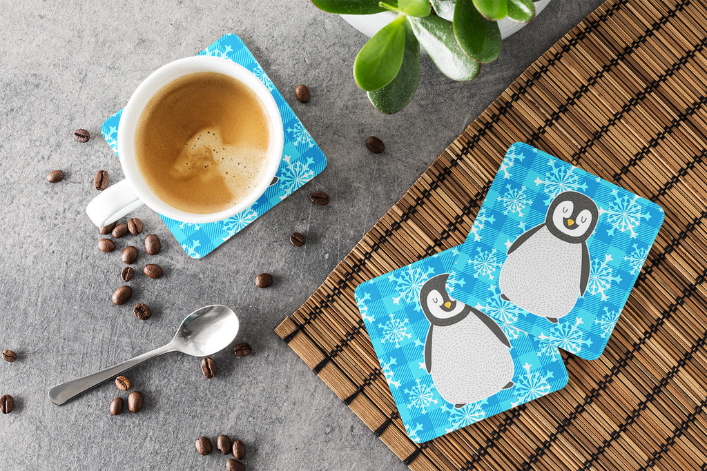 Penguin Foam Coasters Set of 4 Cup Coasters for Indoor Outdoor, Tabletop Protection, Anti Slip, Mouse pad Material