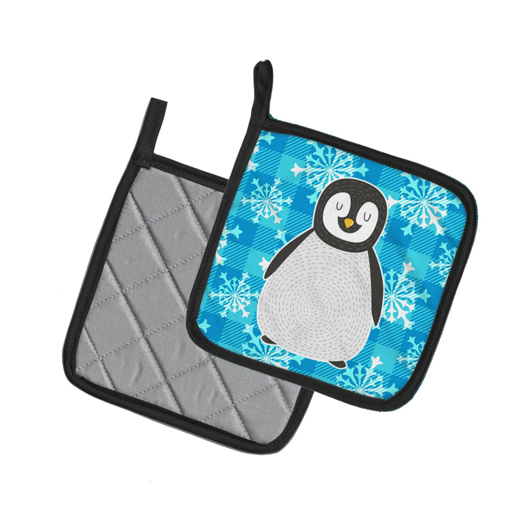 Penguin Pot Holder Set of 2 Heat Resistant Quilted Hot Pads 7.5 x 7.5 Inch, Insulated Kitchen Trivets for Cooking & Baking