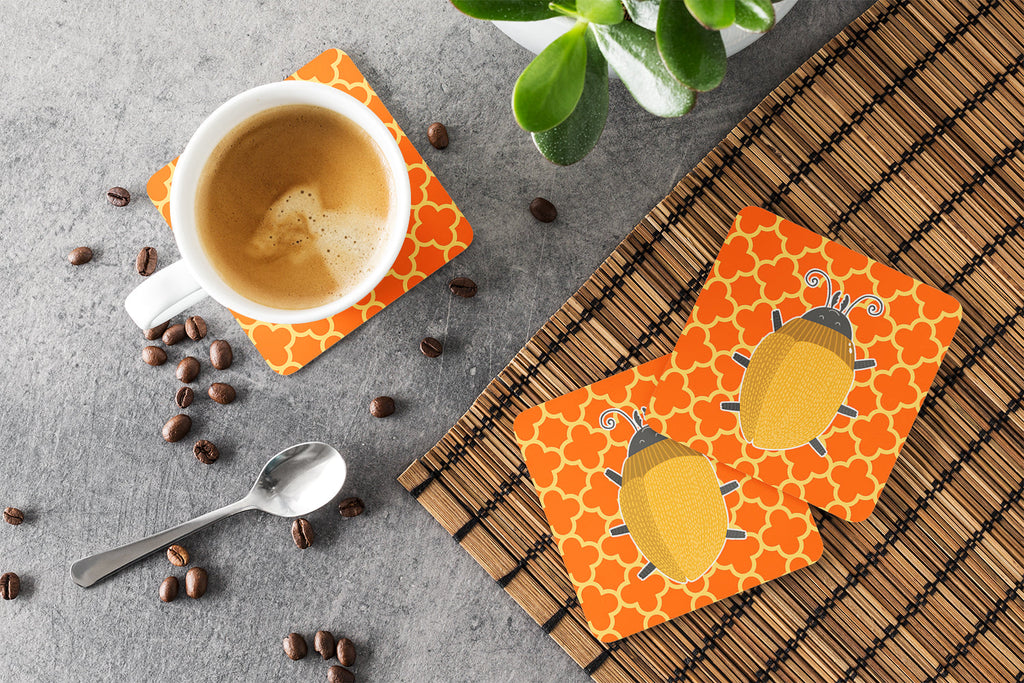 Beetle Foam Coasters Set of 4 Cup Coasters for Indoor Outdoor, Tabletop Protection, Anti Slip, Mouse pad Material