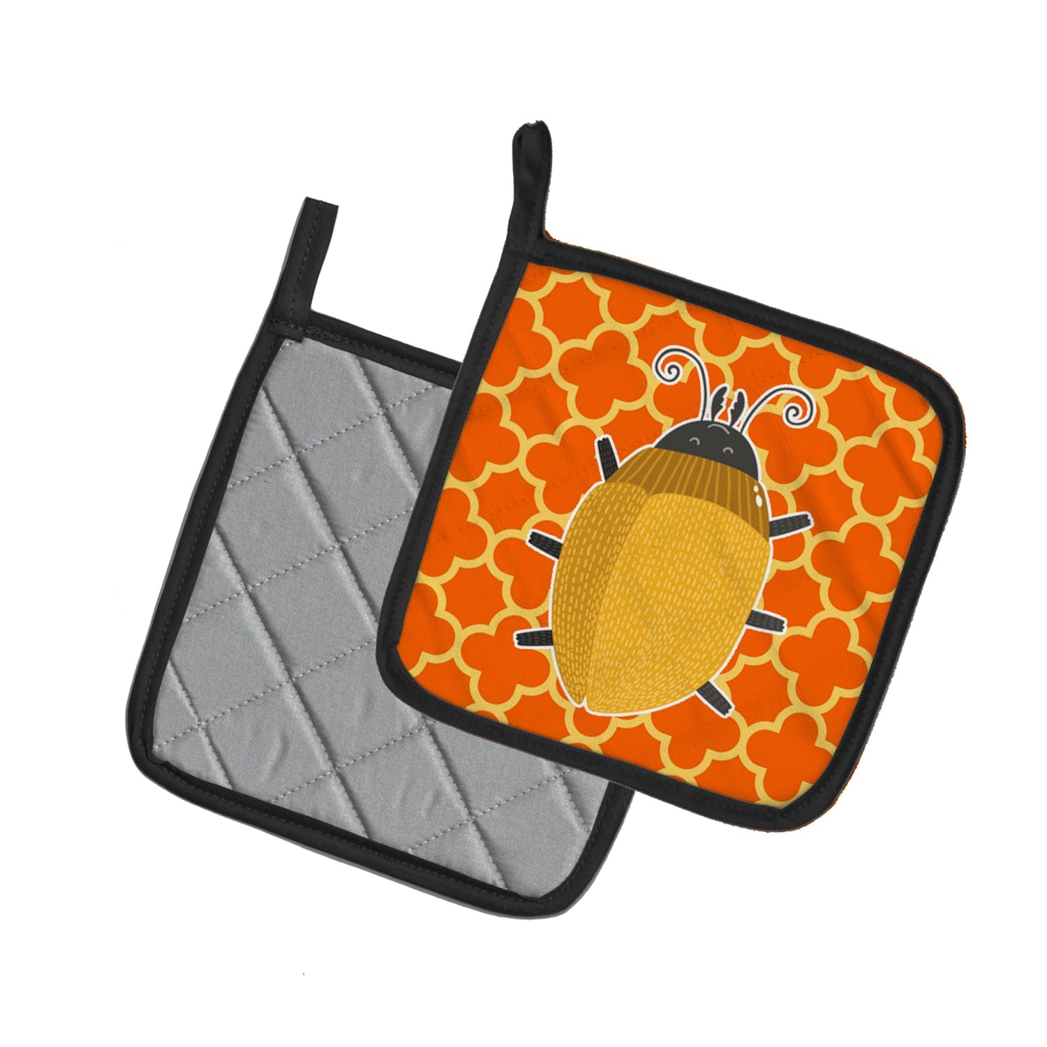 Beetle Pot Holder Set of 2 Heat Resistant Quilted Hot Pads 7.5 x 7.5 Inch, Insulated Kitchen Trivets for Cooking & Baking