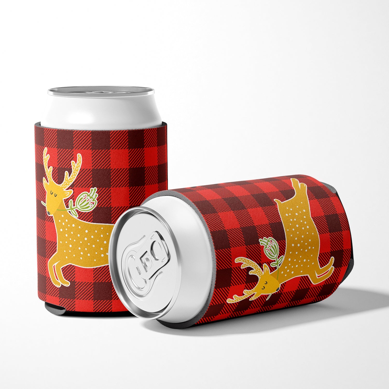 Deer Can or Bottle Hugger Cooler Sleeve for Standard 12 oz Cans, Insulated Foam Beer & Soda Can Hugger Reusable