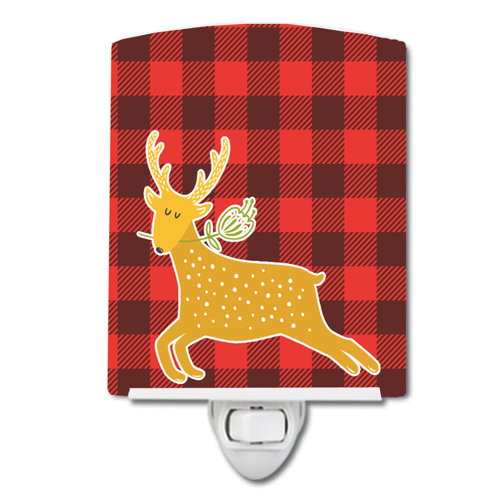 Deer Ceramic Night Light Compact, UL-Certified, Ideal for Bedroom, Bathroom, Nursery, Hallway, Kitchen, 6x4x3, Multicolor