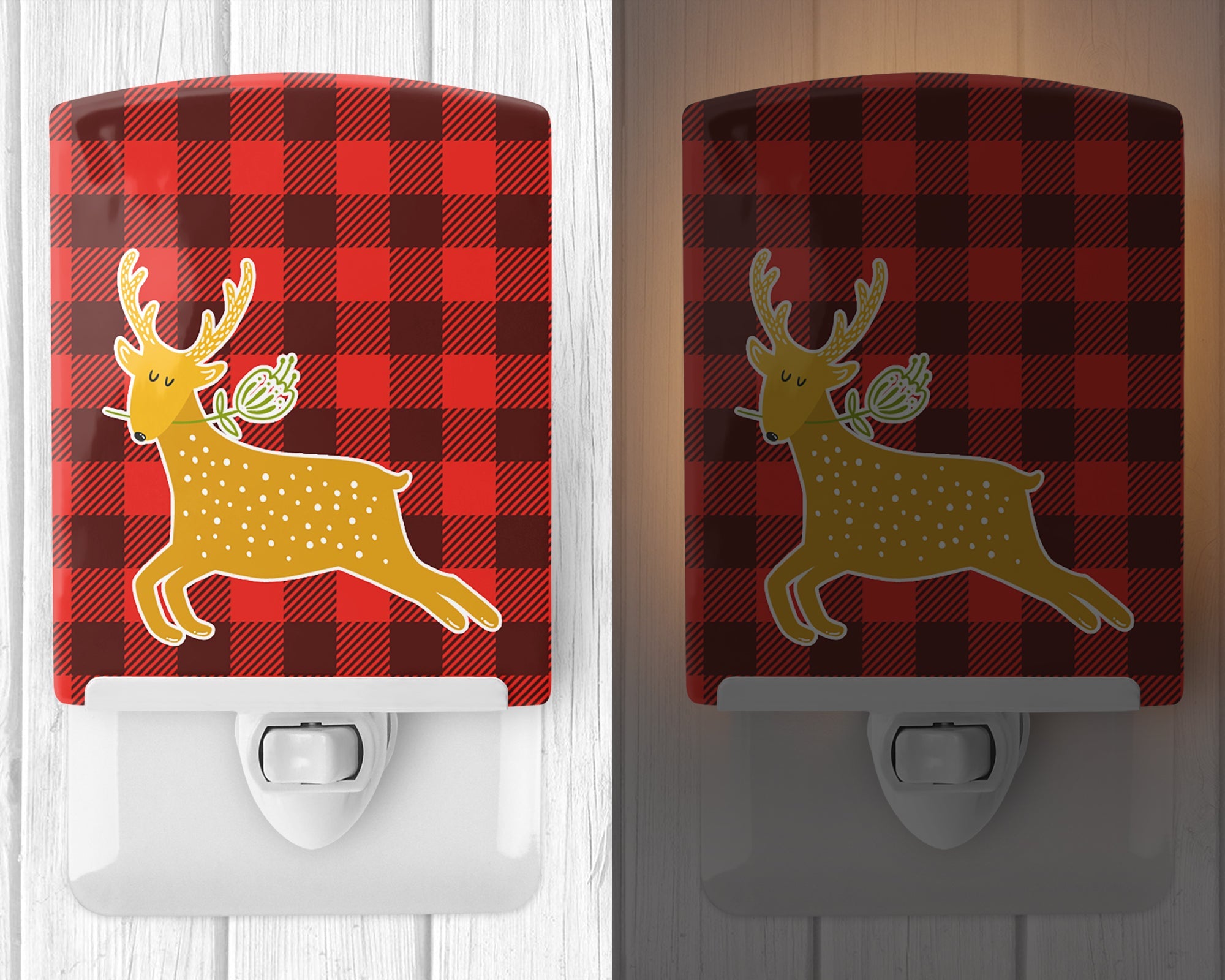 Deer Ceramic Night Light Compact, UL-Certified, Ideal for Bedroom, Bathroom, Nursery, Hallway, Kitchen, 6x4x3, Multicolor