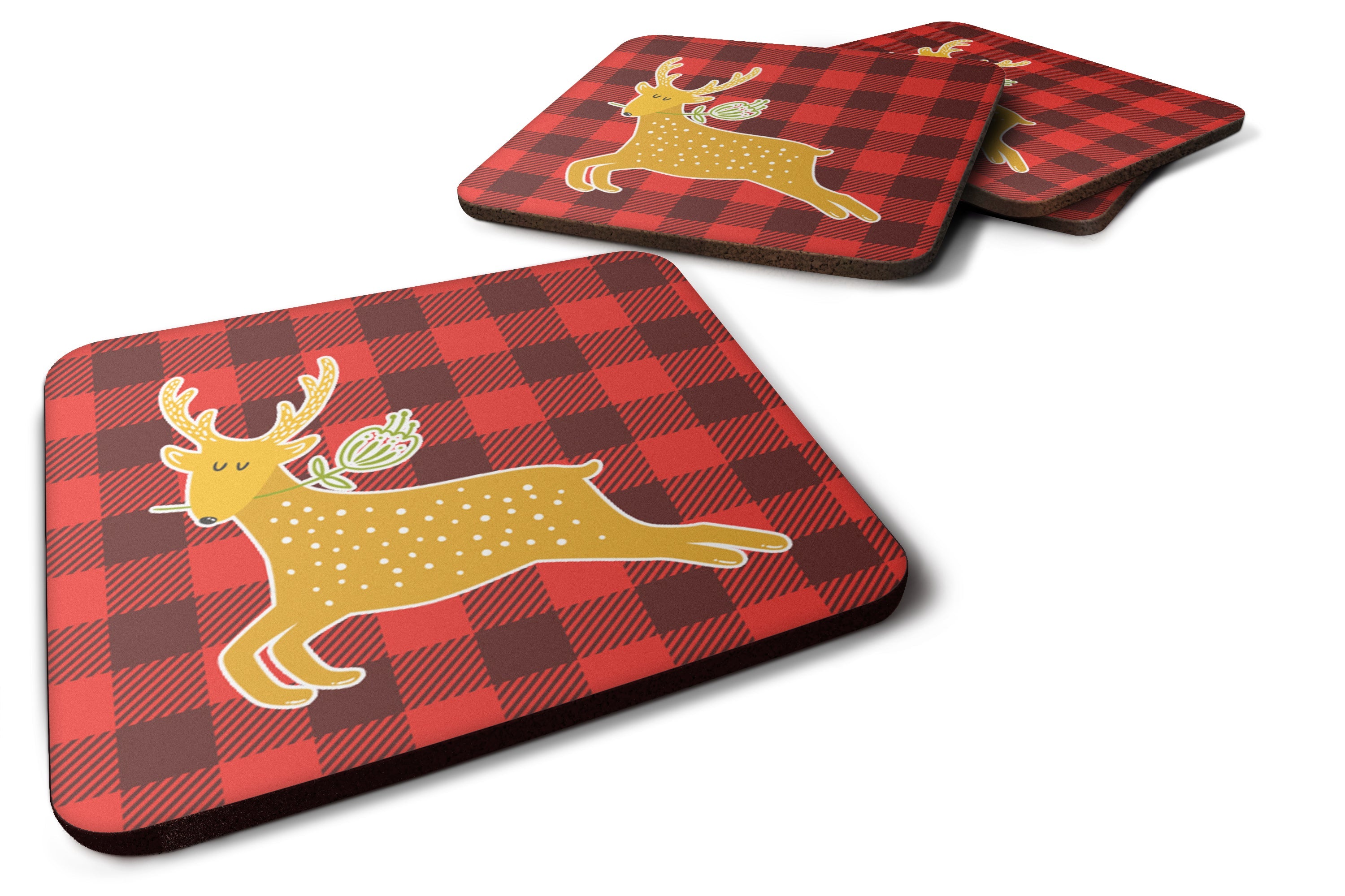 Deer Foam Coasters Set of 4 Cup Coasters for Indoor Outdoor, Tabletop Protection, Anti Slip, Mouse pad Material