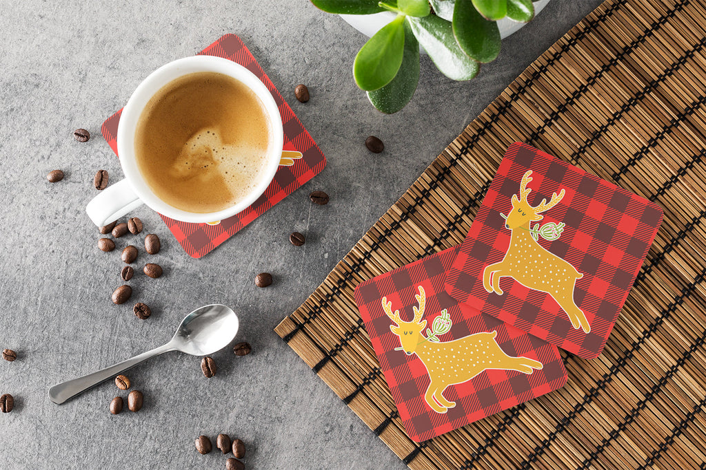 Deer Foam Coasters Set of 4 Cup Coasters for Indoor Outdoor, Tabletop Protection, Anti Slip, Mouse pad Material