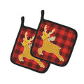 Deer Pot Holder Set of 2 Heat Resistant Quilted Hot Pads 7.5 x 7.5 Inch, Insulated Kitchen Trivets for Cooking & Baking