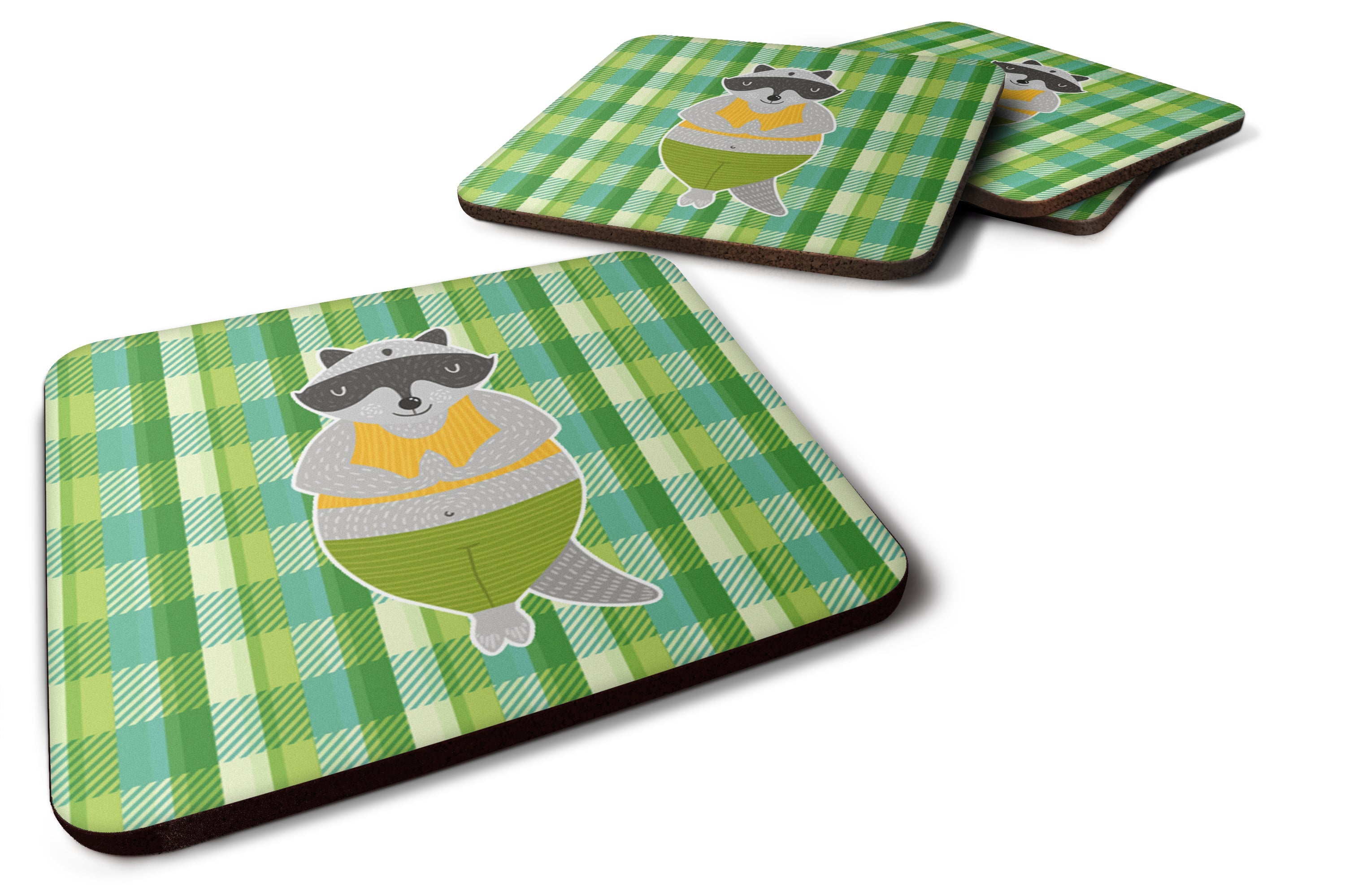 Raccoon Foam Coasters Set of 4 Cup Coasters for Indoor Outdoor, Tabletop Protection, Anti Slip, Mouse pad Material