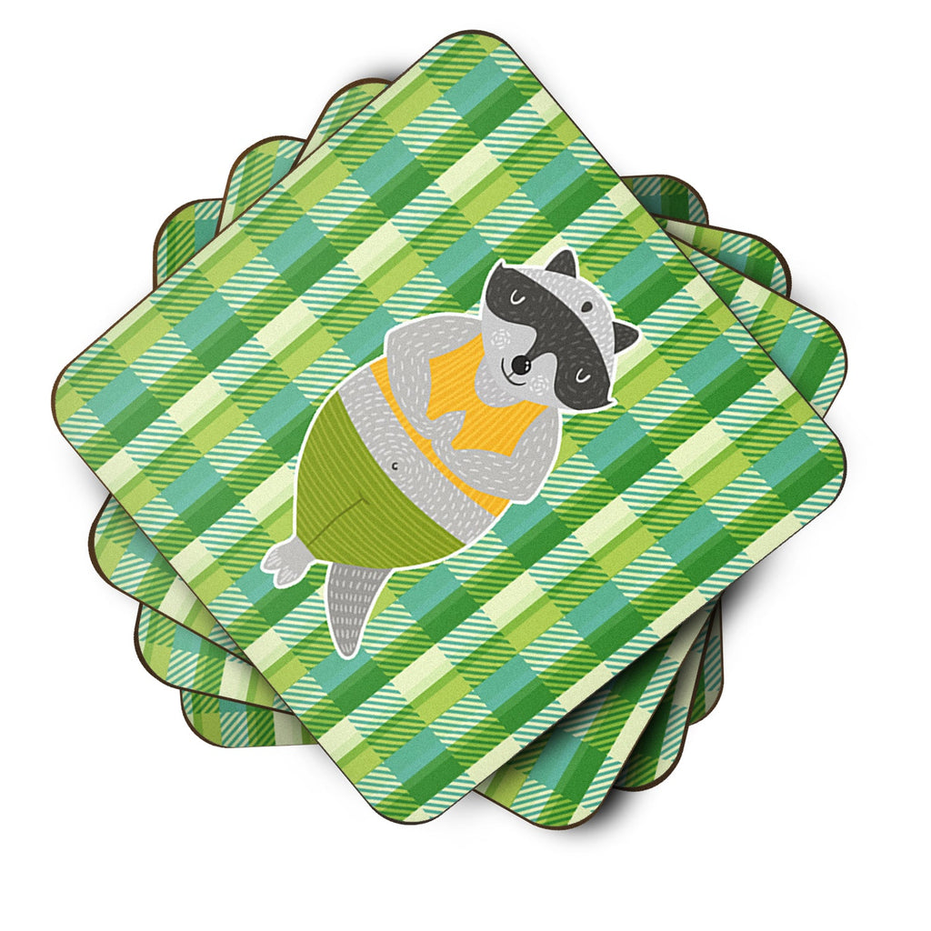 Raccoon Foam Coasters Set of 4 Cup Coasters for Indoor Outdoor, Tabletop Protection, Anti Slip, Mouse pad Material