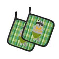 Raccoon Pot Holder Set of 2 Heat Resistant Quilted Hot Pads 7.5 x 7.5 Inch, Insulated Kitchen Trivets for Cooking & Baking