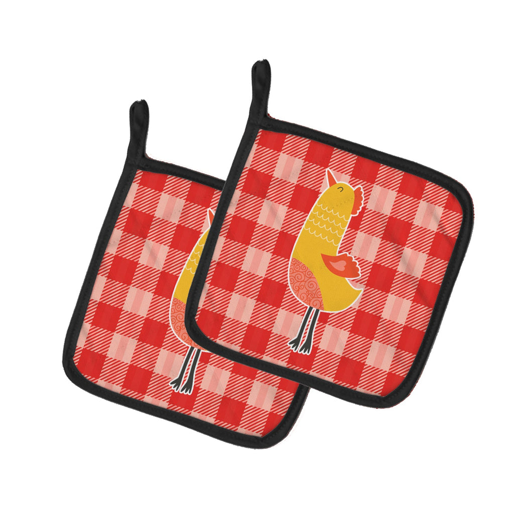 Chicken Pot Holder Set of 2 Heat Resistant Quilted Hot Pads 7.5 x 7.5 Inch, Insulated Kitchen Trivets for Cooking & Baking
