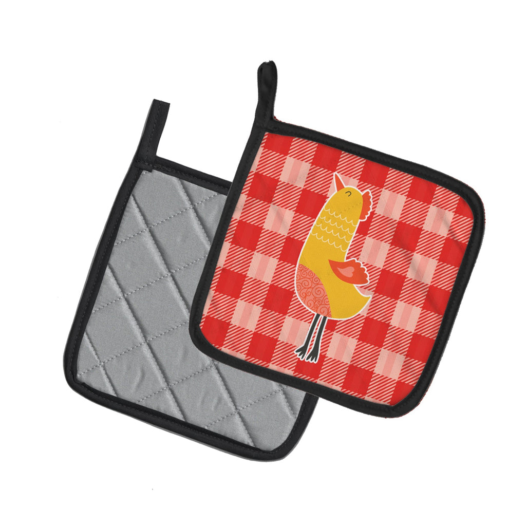Chicken Pot Holder Set of 2 Heat Resistant Quilted Hot Pads 7.5 x 7.5 Inch, Insulated Kitchen Trivets for Cooking & Baking