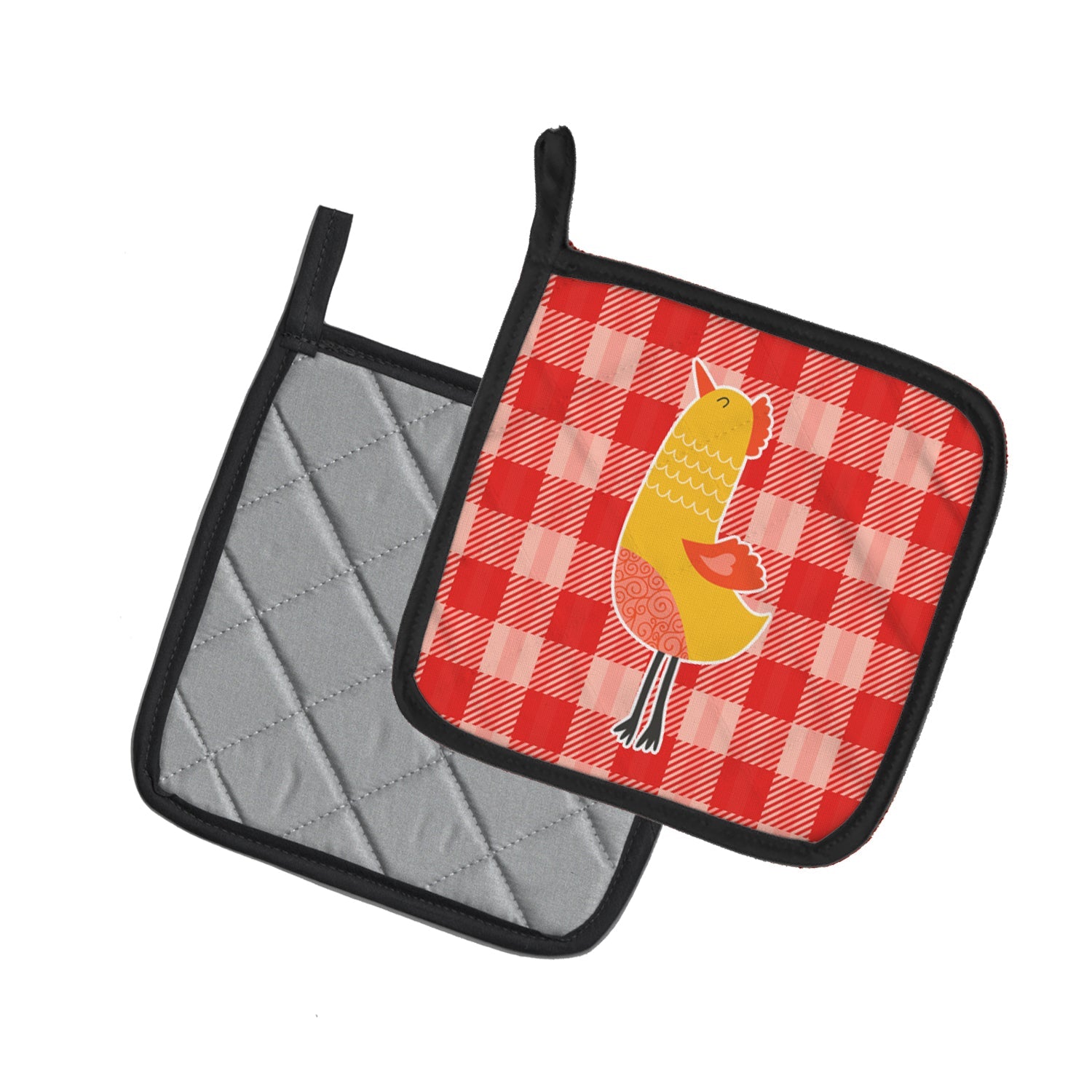 Chicken Pot Holder Set of 2 Heat Resistant Quilted Hot Pads 7.5 x 7.5 Inch, Insulated Kitchen Trivets for Cooking & Baking