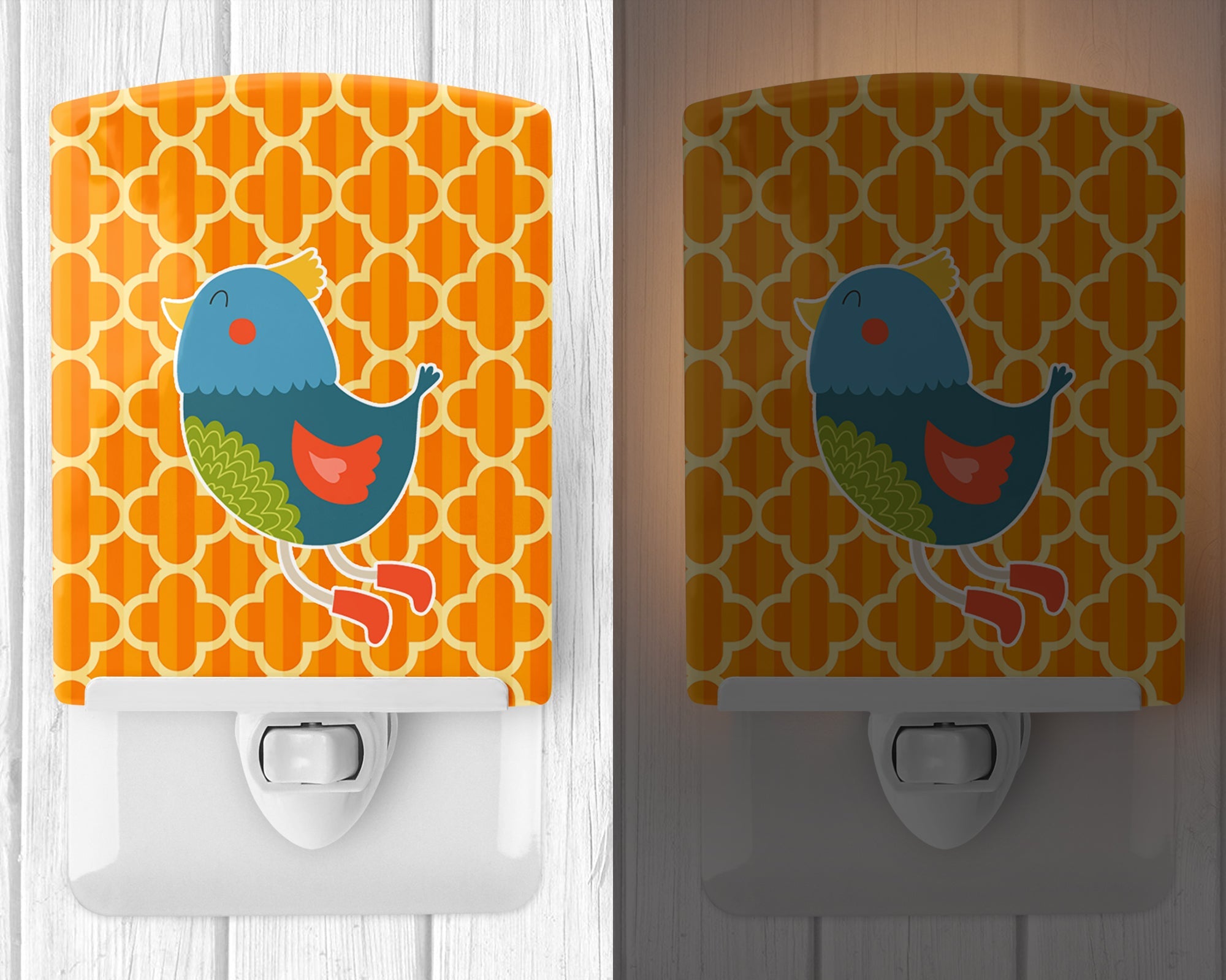 Bird Ceramic Night Light Compact, UL-Certified, Ideal for Bedroom, Bathroom, Nursery, Hallway, Kitchen, 6x4x3, Multicolor