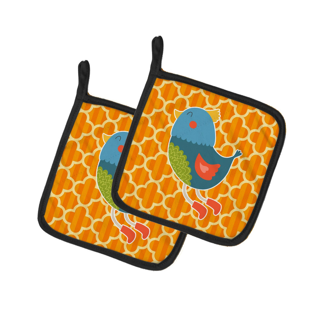 Bird Pot Holder Set of 2 Heat Resistant Quilted Hot Pads 7.5 x 7.5 Inch, Insulated Kitchen Trivets for Cooking & Baking