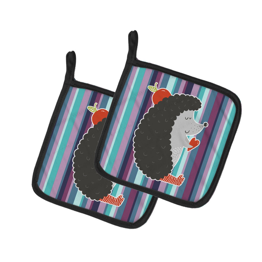 Hedgehog Pot Holder Set of 2 Heat Resistant Quilted Hot Pads 7.5 x 7.5 Inch, Insulated Kitchen Trivets for Cooking & Baking
