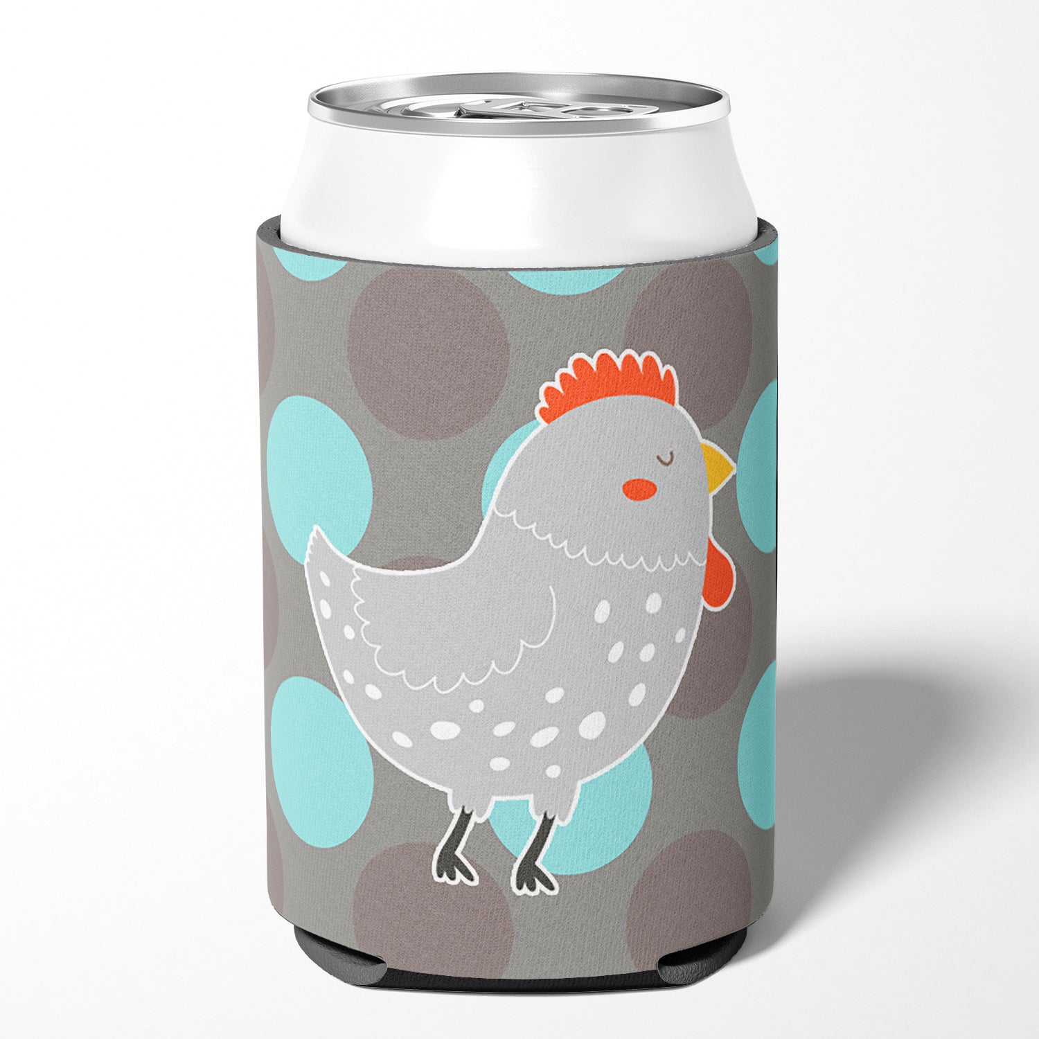 Grey Chicken Can or Bottle Hugger Cooler Sleeve for Standard 12 oz Cans, Insulated Foam Beer & Soda Can Hugger Reusable