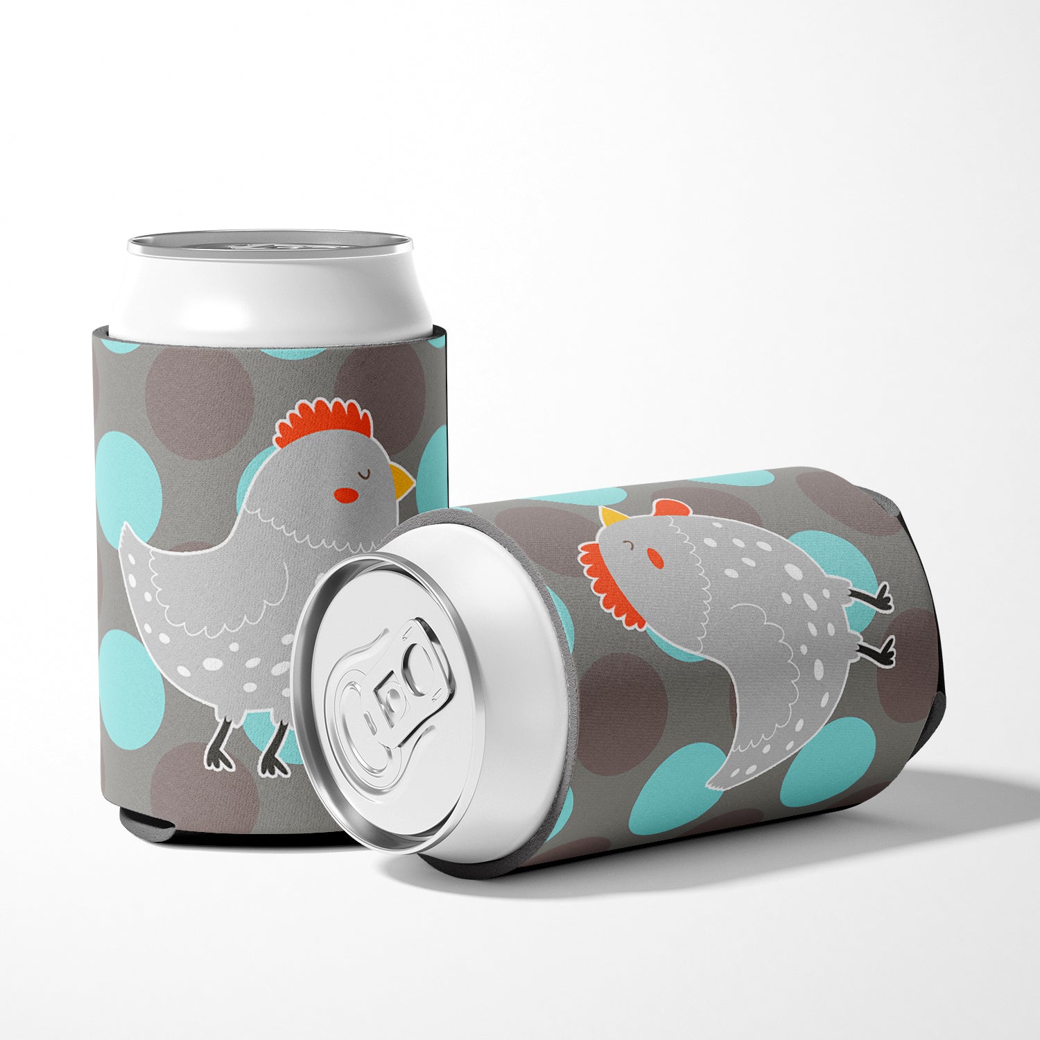 Grey Chicken Can or Bottle Hugger Cooler Sleeve for Standard 12 oz Cans, Insulated Foam Beer & Soda Can Hugger Reusable