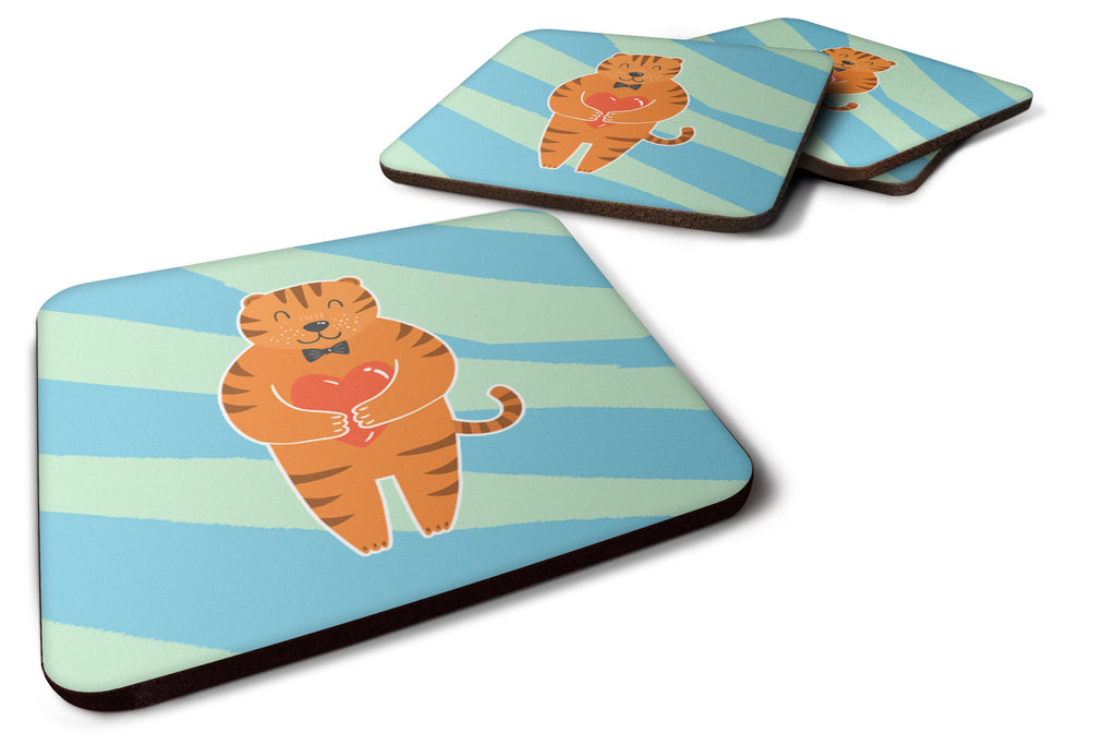Tiger Foam Coasters Set of 4 Cup Coasters for Indoor Outdoor, Tabletop Protection, Anti Slip, Mouse pad Material
