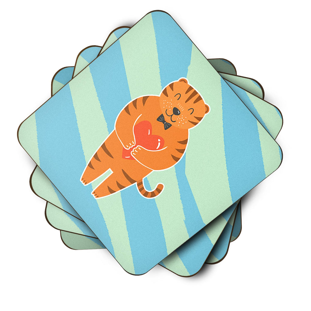 Tiger Foam Coasters Set of 4 Cup Coasters for Indoor Outdoor, Tabletop Protection, Anti Slip, Mouse pad Material