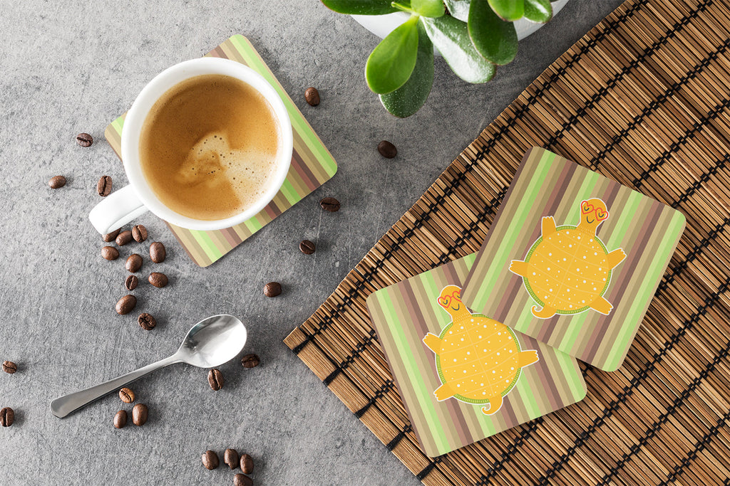 Turtle Foam Coasters Set of 4 Cup Coasters for Indoor Outdoor, Tabletop Protection, Anti Slip, Mouse pad Material