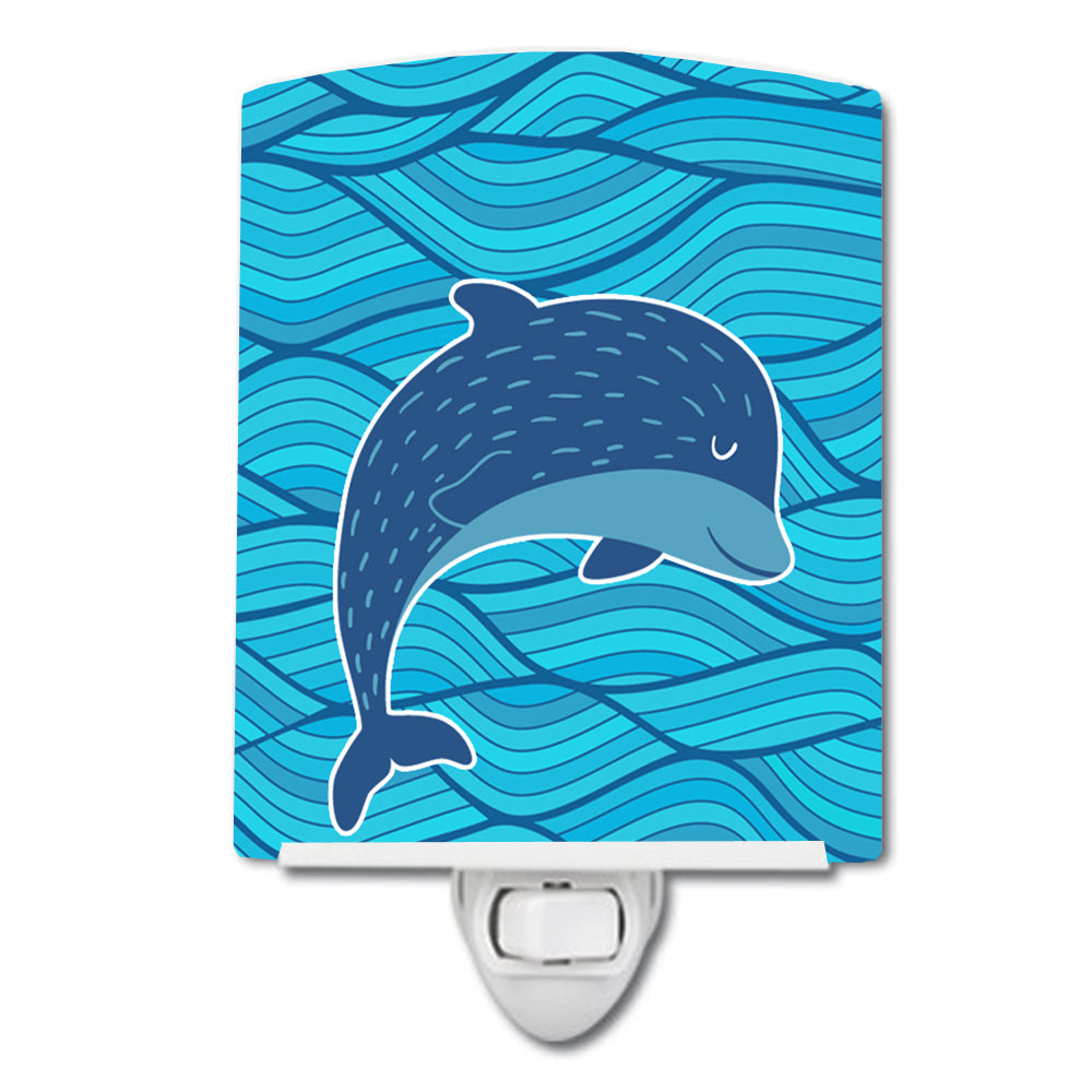 Dolphin Ceramic Night Light Compact, UL-Certified, Ideal for Bedroom, Bathroom, Nursery, Hallway, Kitchen, 6x4x3, Multicolor