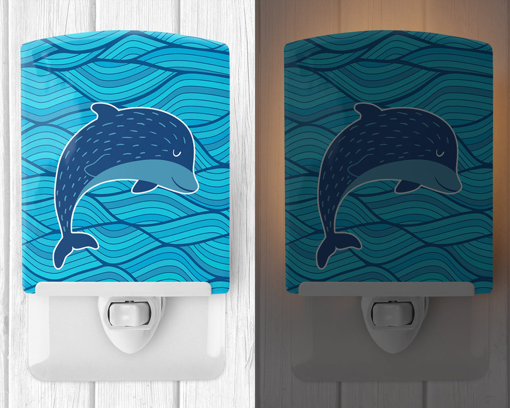 Dolphin Ceramic Night Light Compact, UL-Certified, Ideal for Bedroom, Bathroom, Nursery, Hallway, Kitchen, 6x4x3, Multicolor