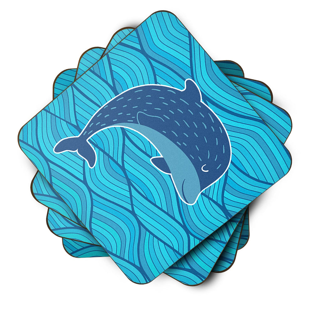 Dolphin Foam Coasters Set of 4 Cup Coasters for Indoor Outdoor, Tabletop Protection, Anti Slip, Mouse pad Material
