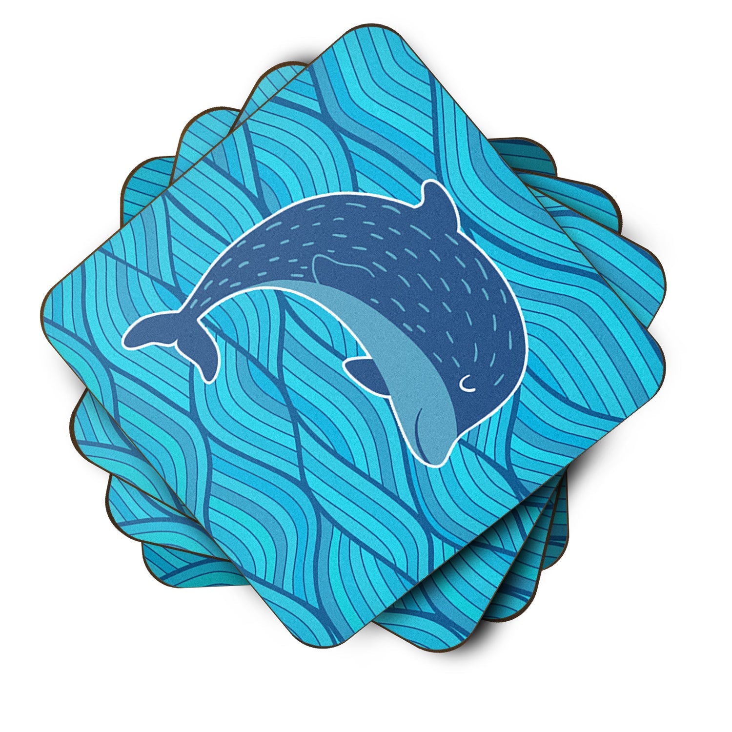 Dolphin Foam Coasters Set of 4 Cup Coasters for Indoor Outdoor, Tabletop Protection, Anti Slip, Mouse pad Material