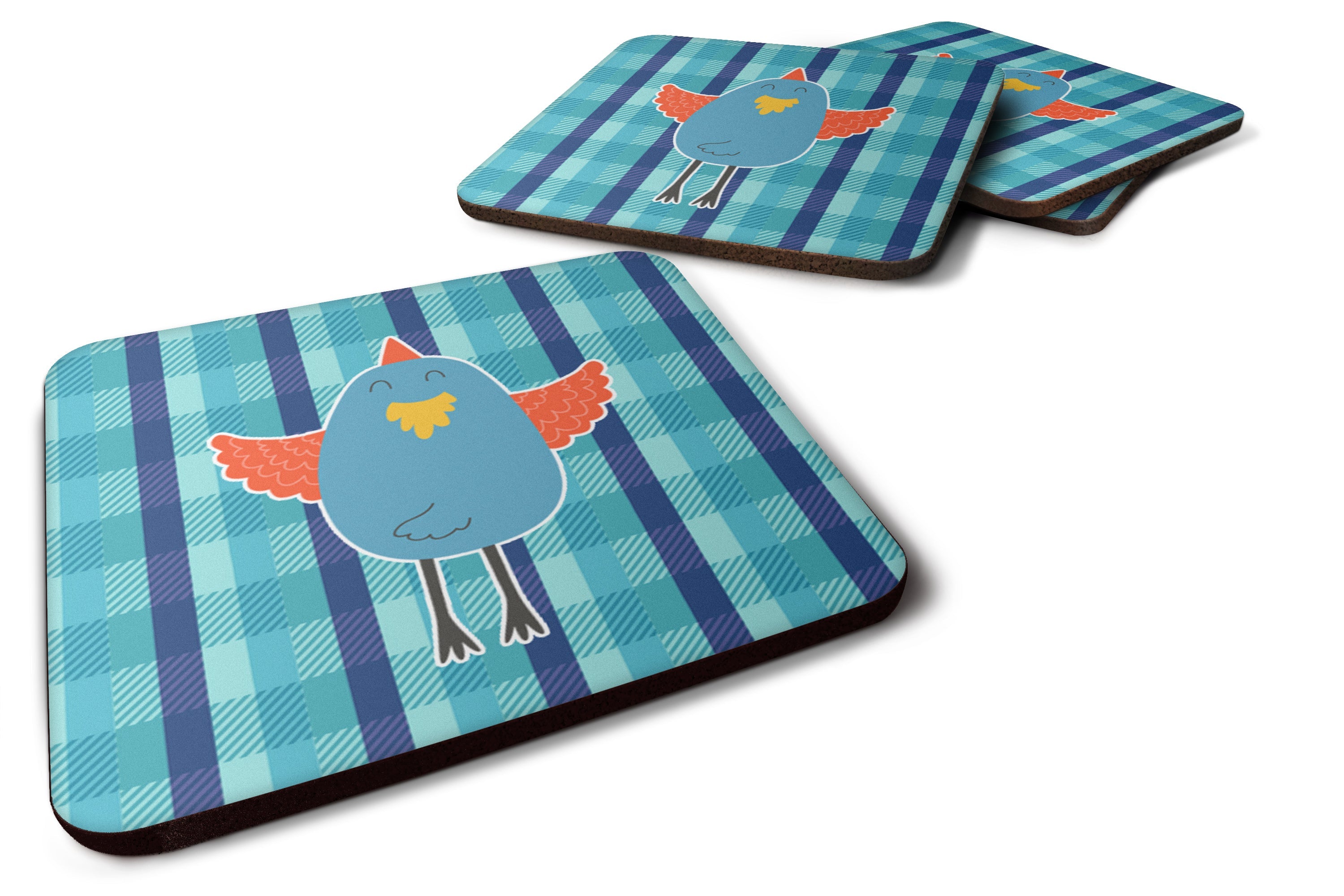 Blue Chicken Foam Coasters Set of 4 Cup Coasters for Indoor Outdoor, Tabletop Protection, Anti Slip, Mouse pad Material