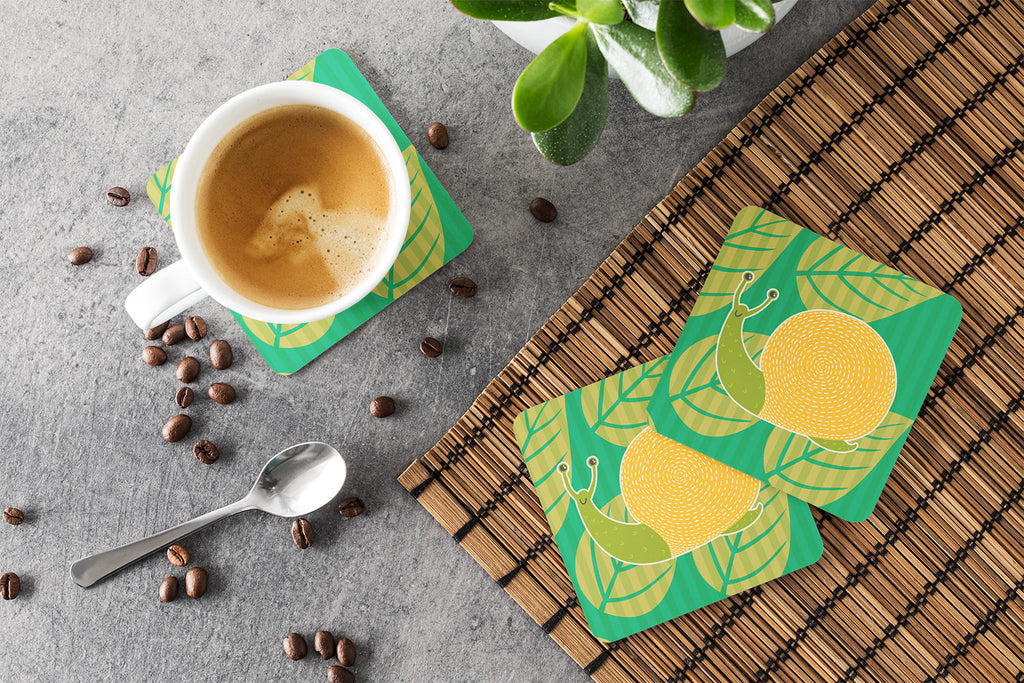 Snail Foam Coasters Set of 4 Cup Coasters for Indoor Outdoor, Tabletop Protection, Anti Slip, Mouse pad Material