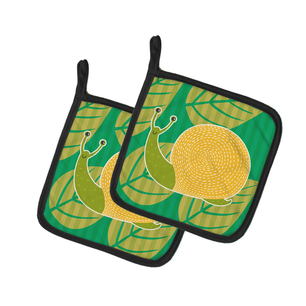 Snail Pot Holder Set of 2 Heat Resistant Quilted Hot Pads 7.5 x 7.5 Inch, Insulated Kitchen Trivets for Cooking & Baking