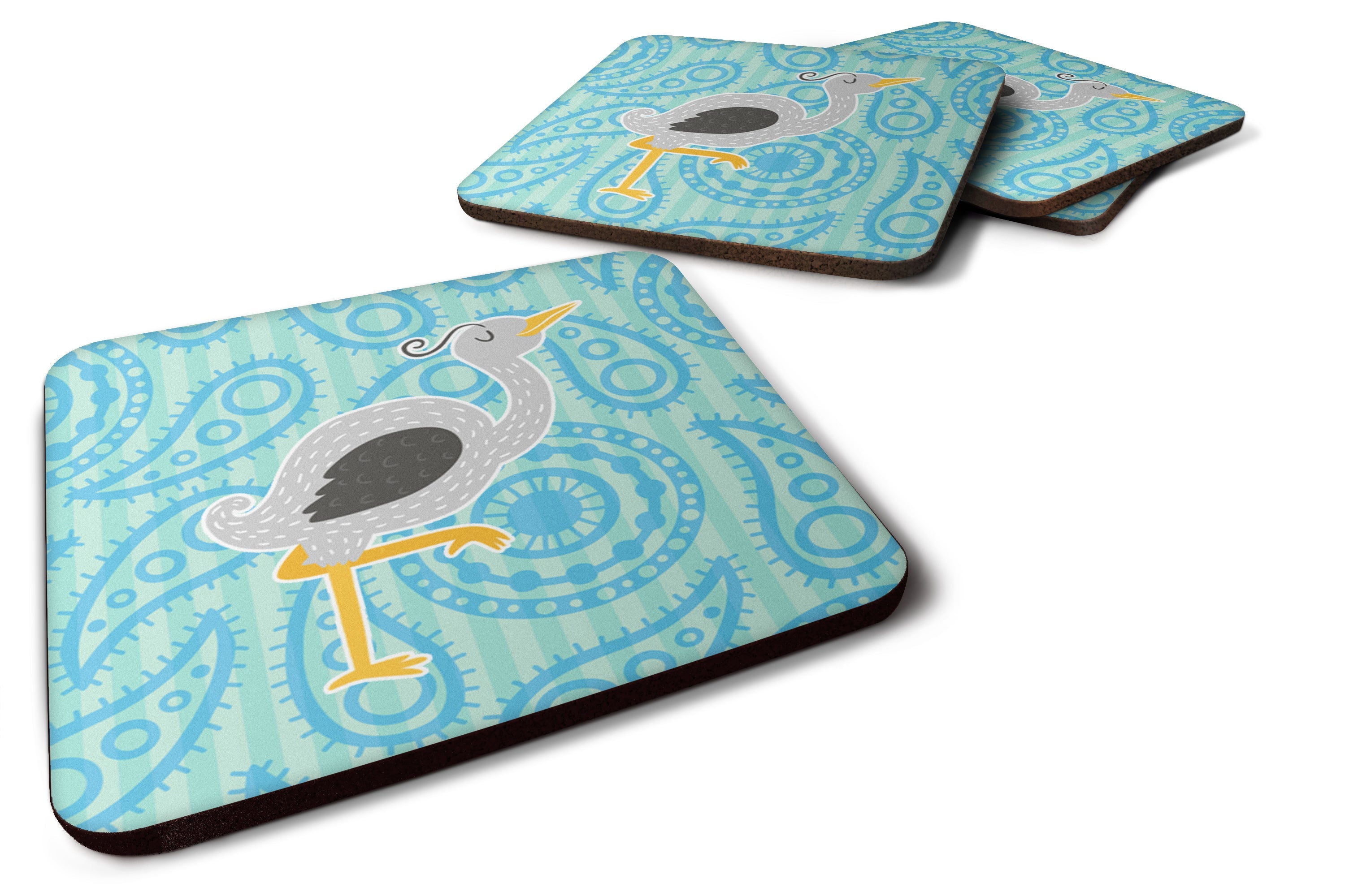 Ostrich Foam Coasters Set of 4 Cup Coasters for Indoor Outdoor, Tabletop Protection, Anti Slip, Mouse pad Material