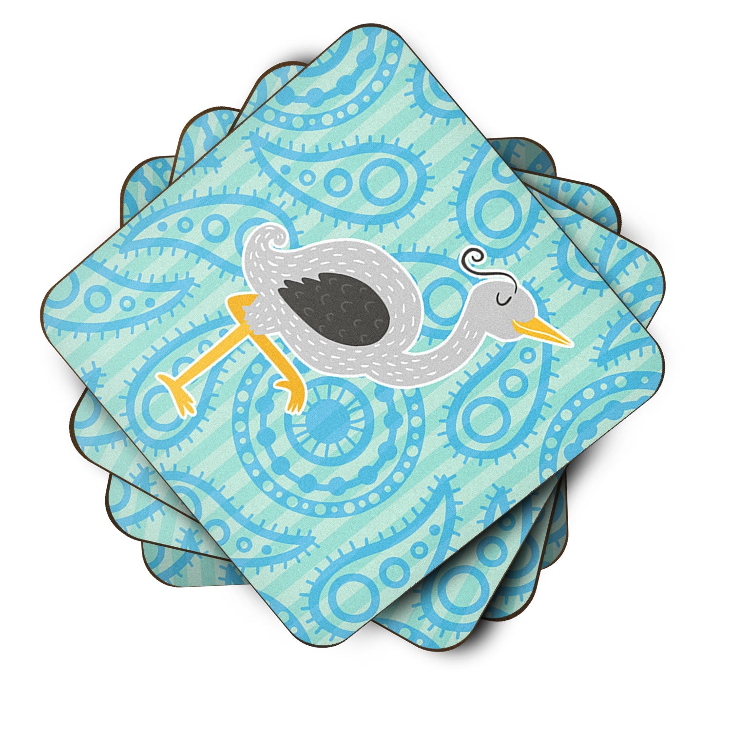 Ostrich Foam Coasters Set of 4 Cup Coasters for Indoor Outdoor, Tabletop Protection, Anti Slip, Mouse pad Material