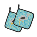 Ostrich Pot Holder Set of 2 Heat Resistant Quilted Hot Pads 7.5 x 7.5 Inch, Insulated Kitchen Trivets for Cooking & Baking