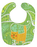 Cat on Paisley Baby Bib Easy-Clean Baby Bib Baby Feeding Accessory Baby Mealtime Essential, 10 x 13, Multicolor