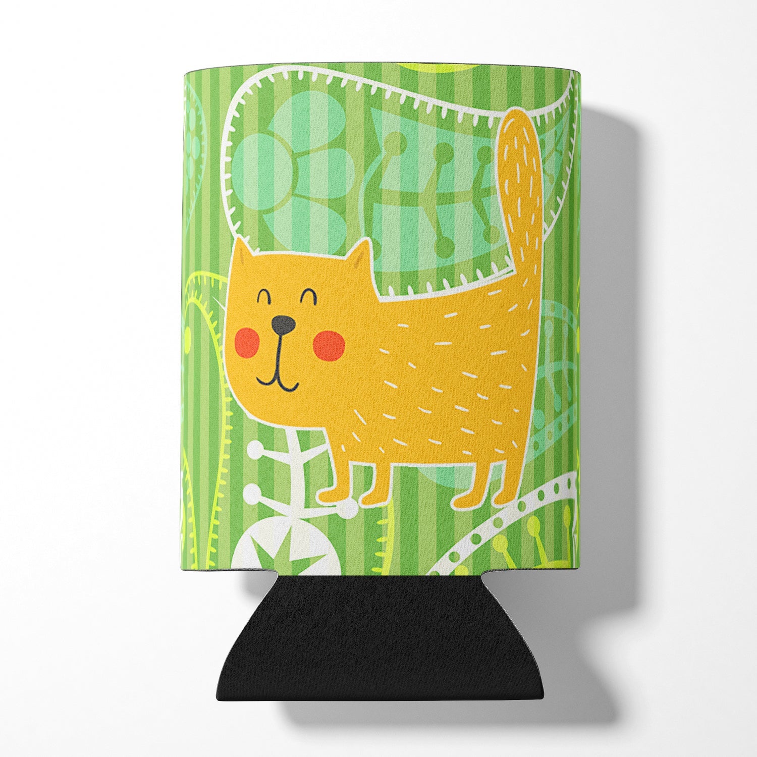 Cat on Paisley Can or Bottle Hugger Cooler Sleeve for Standard 12 oz Cans, Insulated Foam Beer & Soda Can Hugger Reusable