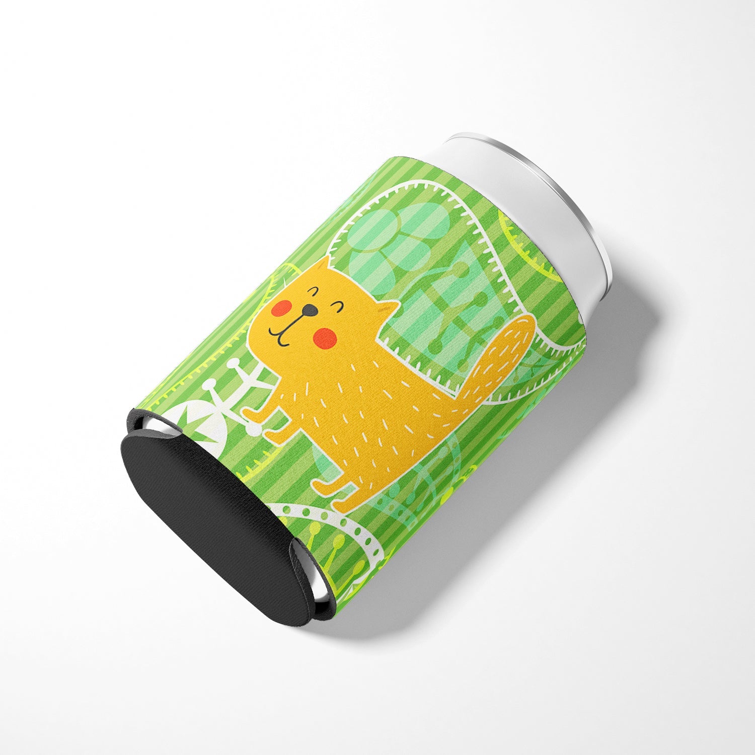 Cat on Paisley Can or Bottle Hugger Cooler Sleeve for Standard 12 oz Cans, Insulated Foam Beer & Soda Can Hugger Reusable