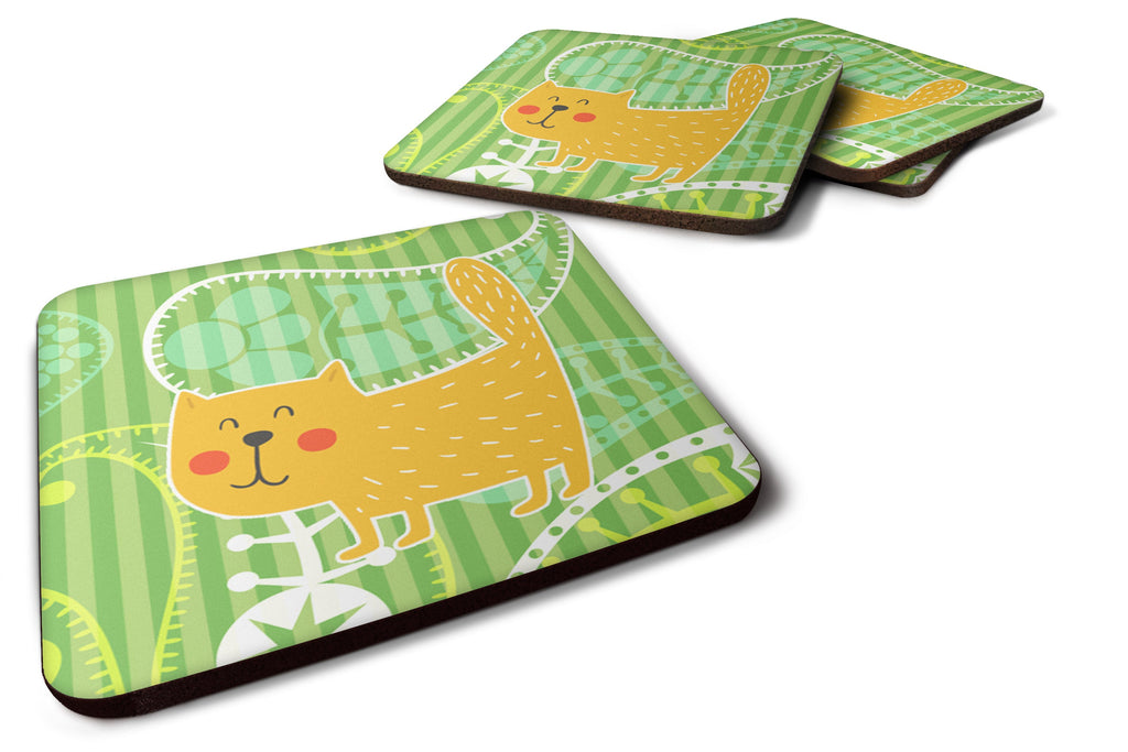 Cat on Paisley Foam Coasters Set of 4 Cup Coasters for Indoor Outdoor, Tabletop Protection, Anti Slip, Mouse pad Material