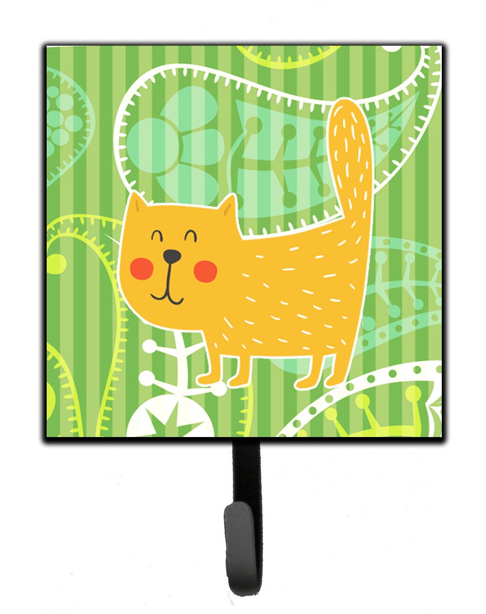 Cat on Paisley Leash or Key Holder Wall Hooks, Key Hooks Holder, Coat Rack Wall Mount, Coat Hooks, Hooks for Hanging Keys, Towels, Aprons, Leashes