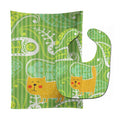 Cat on Paisley Baby Bib & Burp Cloth Easy-Clean Baby Bib Baby Feeding Accessory Baby Mealtime Essential