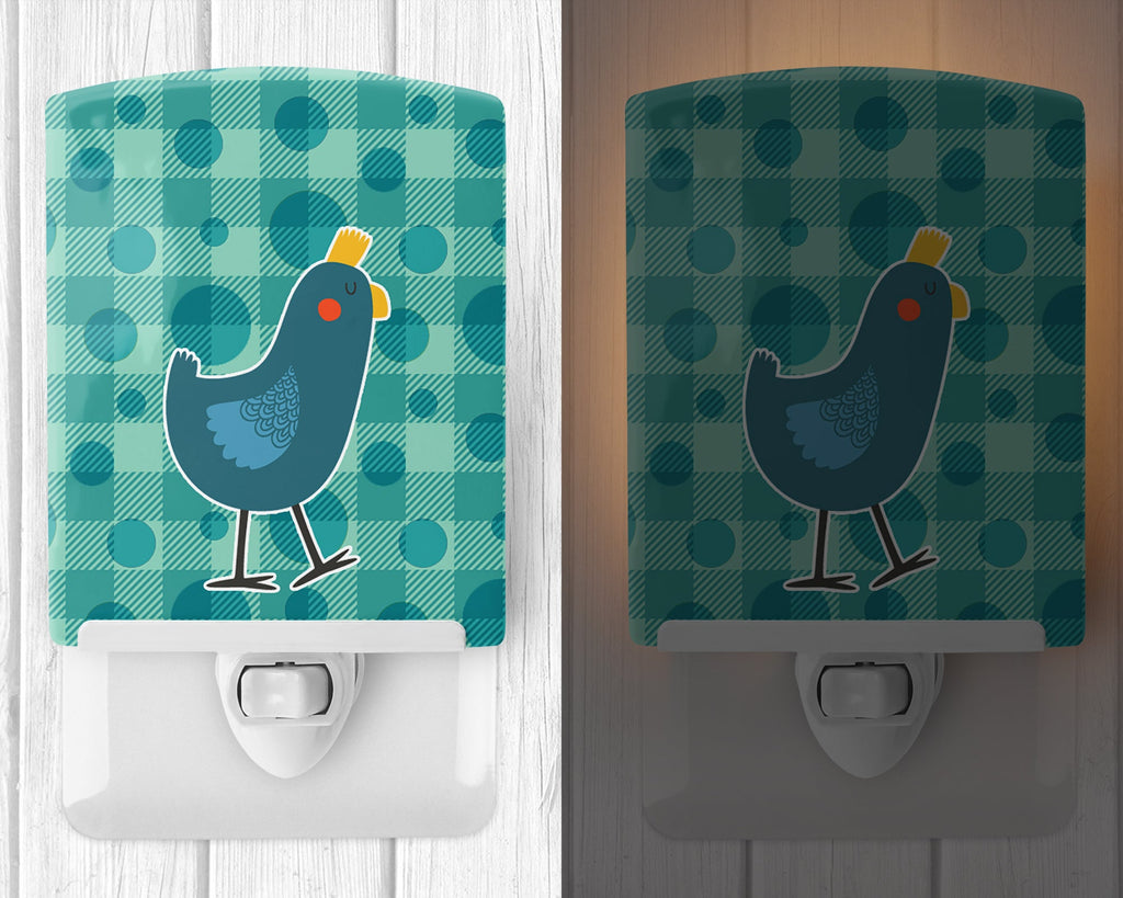 Polkadot Chicken Ceramic Night Light Compact, UL-Certified, Ideal for Bedroom, Bathroom, Nursery, Hallway, Kitchen, 6x4x3, Multicolor