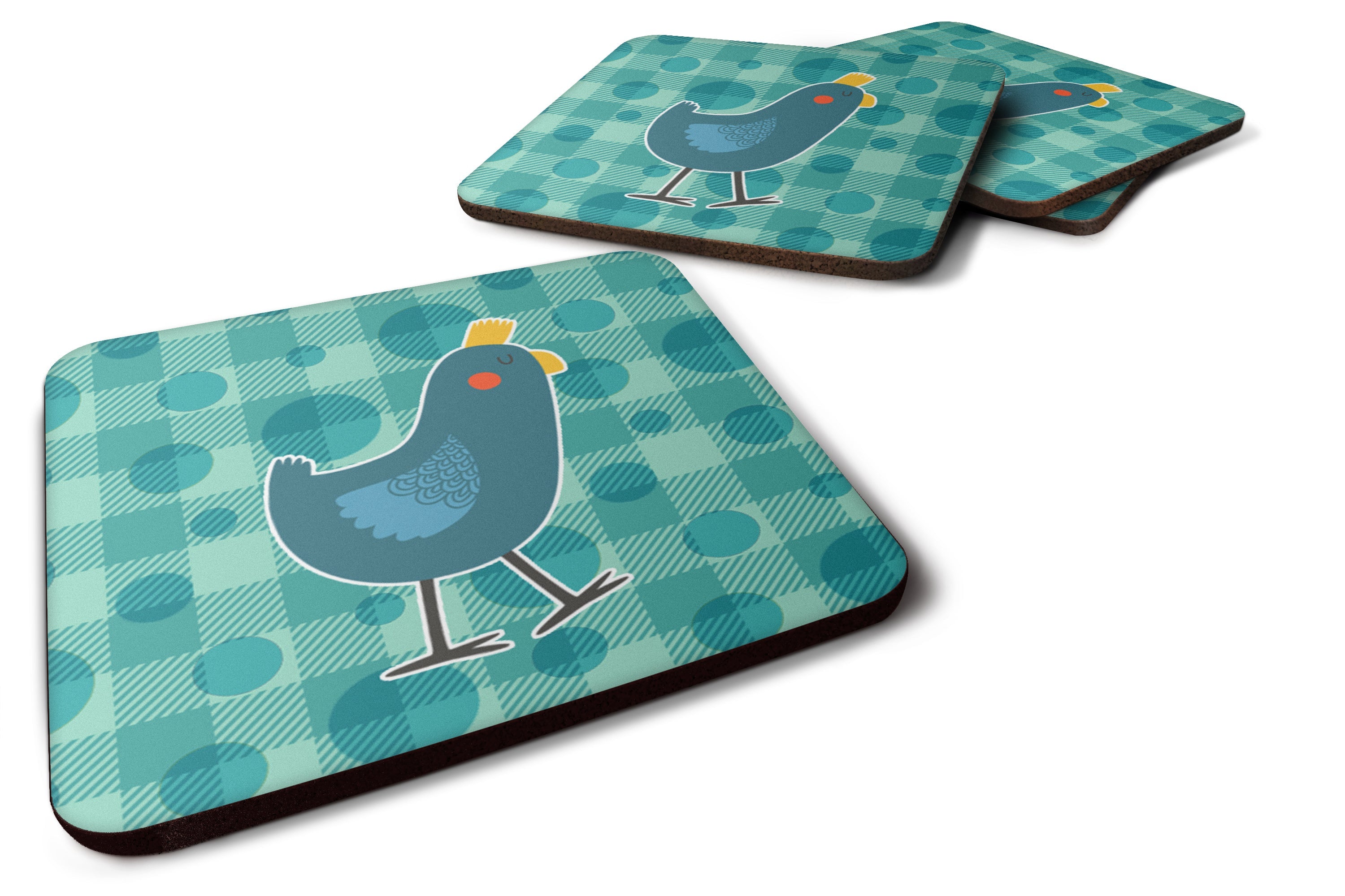 Polkadot Chicken Foam Coasters Set of 4 Cup Coasters for Indoor Outdoor, Tabletop Protection, Anti Slip, Mouse pad Material