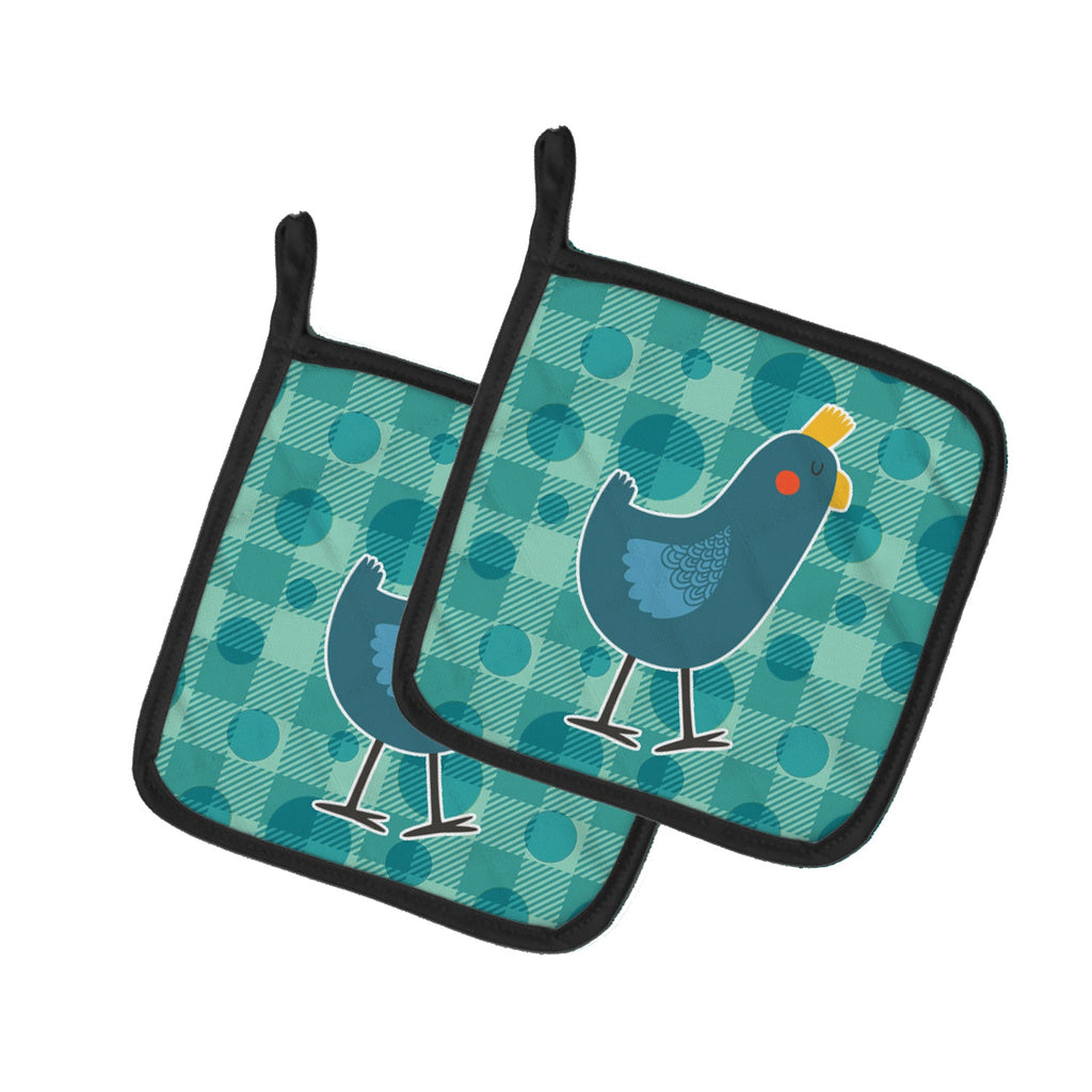 Polkadot Chicken Pot Holder Set of 2 Heat Resistant Quilted Hot Pads 7.5 x 7.5 Inch, Insulated Kitchen Trivets for Cooking & Baking