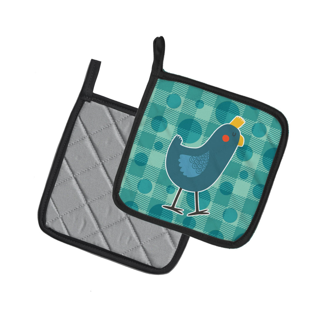 Polkadot Chicken Pot Holder Set of 2 Heat Resistant Quilted Hot Pads 7.5 x 7.5 Inch, Insulated Kitchen Trivets for Cooking & Baking