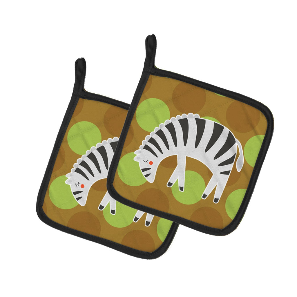 Zebra Pot Holder Set of 2 Heat Resistant Quilted Hot Pads 7.5 x 7.5 Inch, Insulated Kitchen Trivets for Cooking & Baking