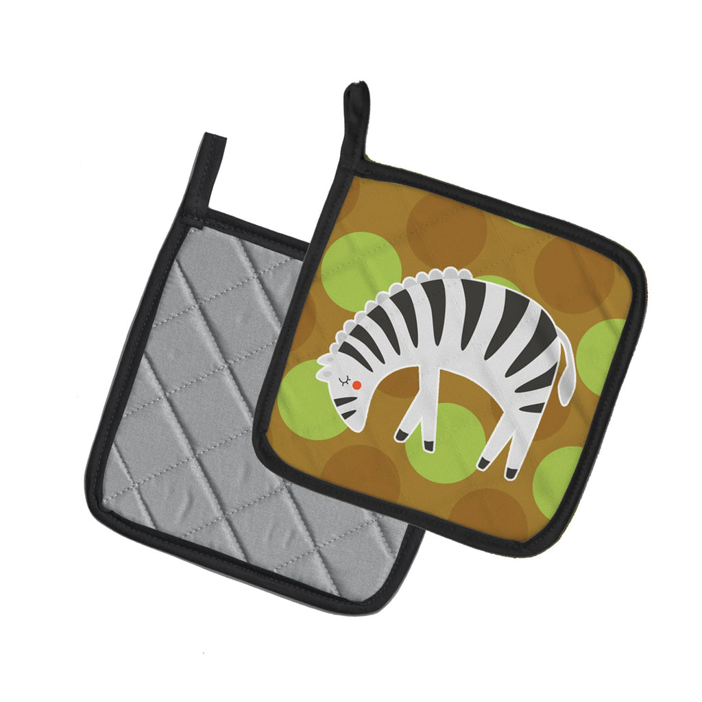 Zebra Pot Holder Set of 2 Heat Resistant Quilted Hot Pads 7.5 x 7.5 Inch, Insulated Kitchen Trivets for Cooking & Baking